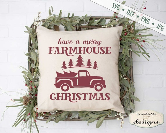 Farmhouse Christmas SVG - Truck SVG - Christmas svg  - glass block svg - Christmas sign svg - Commercial Use svg dxf png jpg