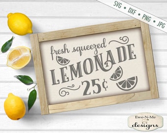 Archivo SVG de limonada - puesto de limonada svg - Limonada fresca exprimida svg - signo de limonada svg - limón svg - Uso comercial svg, dxf, png, jpg
