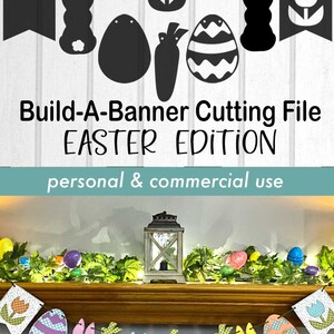 Easter Banner SVG Easter Shapes SVG Bunny, Egg, Carrot, Tulip Commercial Use svg, dxf, png, jpg image 2