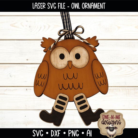 Owl Ornament SVG - Laser SVG File - Halloween Owl with Boots - Layered Wood Ornament - Cute Halloween Decor - Laser Cut File
