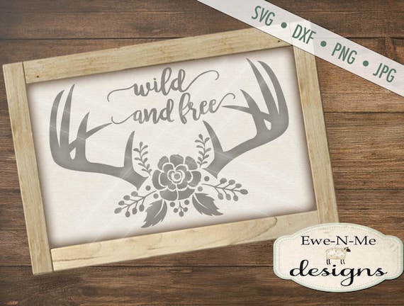 Boho Antlers SVG - wild and free svg - antler svg - floral antler svg  - boho SVG