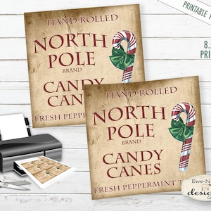 Printable Christmas Tags - Candy Cane Tags - Christmas Tags - Printable Hang Tags - Sheet Tags - Commercial Use PDF and JPG File Included