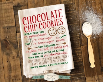 Chocolate Chip Cookie Recipe SVG  - cookie recipe svg - Kitchen svg - Commercial Use svg, dxf, png and jpg files