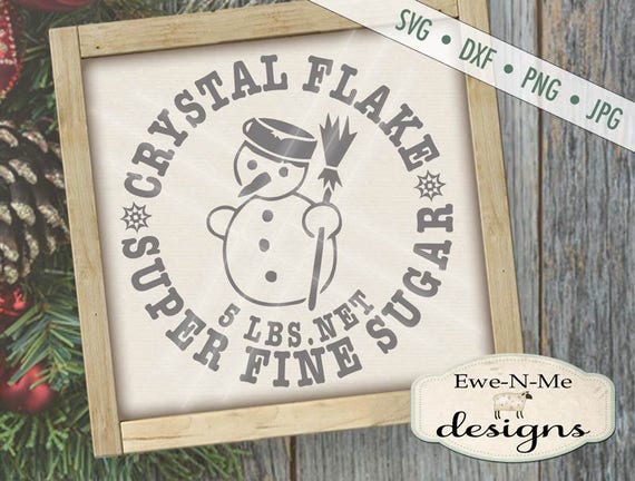 Snowman SVG Cut File - Winter Cut File - Crystal Flake Sugar Label - Christmas Winter Snowman SVG - Digital svg, dxf, png and jpg files