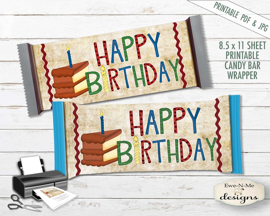 Printable Hershey Wrapper - Happy Birthday - Birthday Cake Printable ...