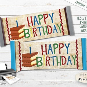 Druckbare Hershey Wrapper - alles Gute zum Geburtstag - Geburtstagskuchen druckbar - Druckbare PDF- und / oder JPG-Datei