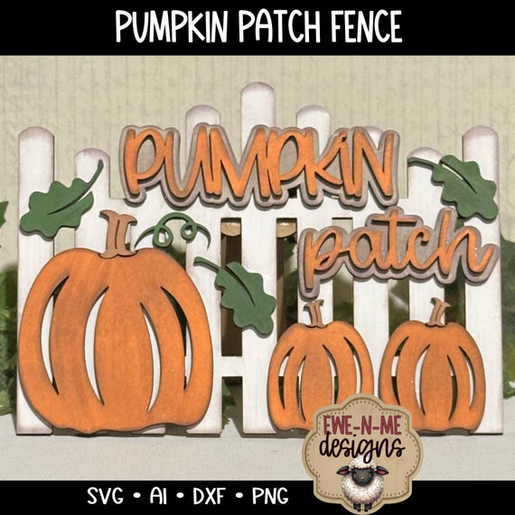 Pumpkin Patch Laser Cut SVG Mini Sign - Fall Pumpkin Fence Laser Cut File - Pumpkin Patch - svg, dxf, ai, png