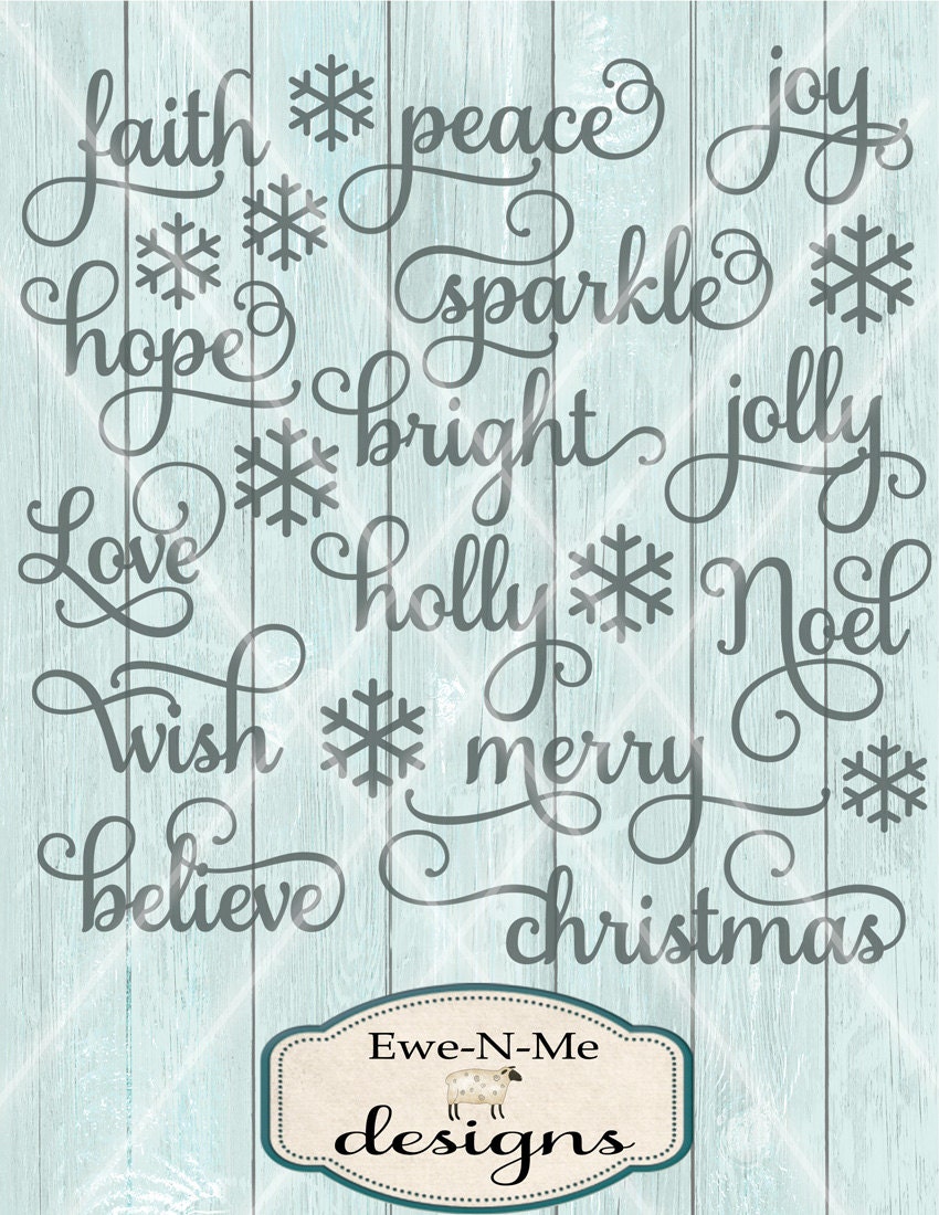 Christmas SVG File - Christmas Words svg Bundle - Holiday Cut files