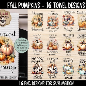 Höstpumpa sublimering PNG-paket - 16 höstkökshandduksdesigner - Skörd PNG-filer - Digital nedladdning bild 2
