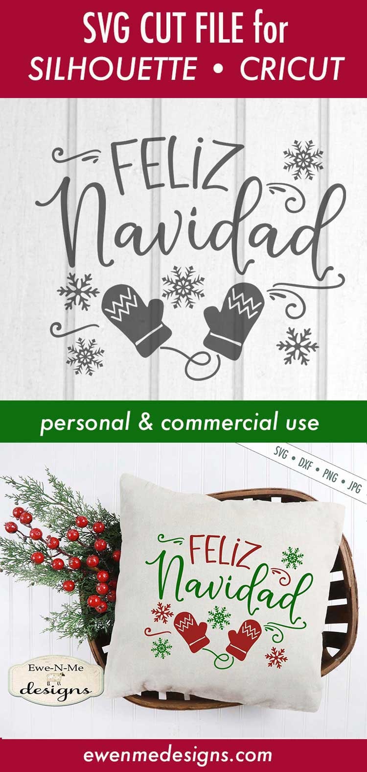 Feliz Navidad SVG - Christmas SVG - Mittens SVG ...