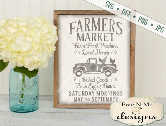 Farmers Market SVG -  Old Truck with Chickens SVG