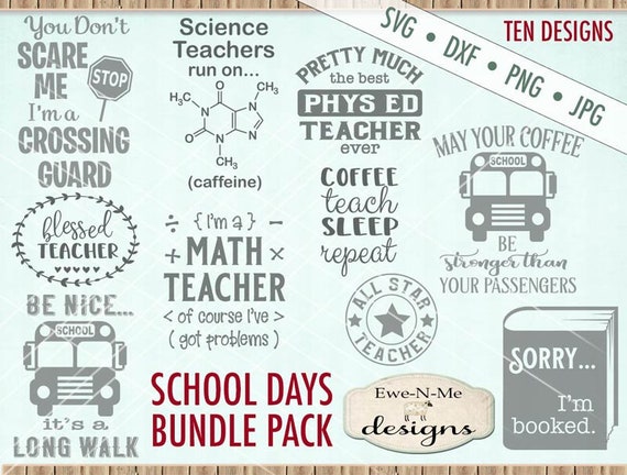 School svg bundle - teacher svg - bus driver svg - crossing guard svg - math teacher svg- science svg  - Commercial use svg, dxf, png, jpg