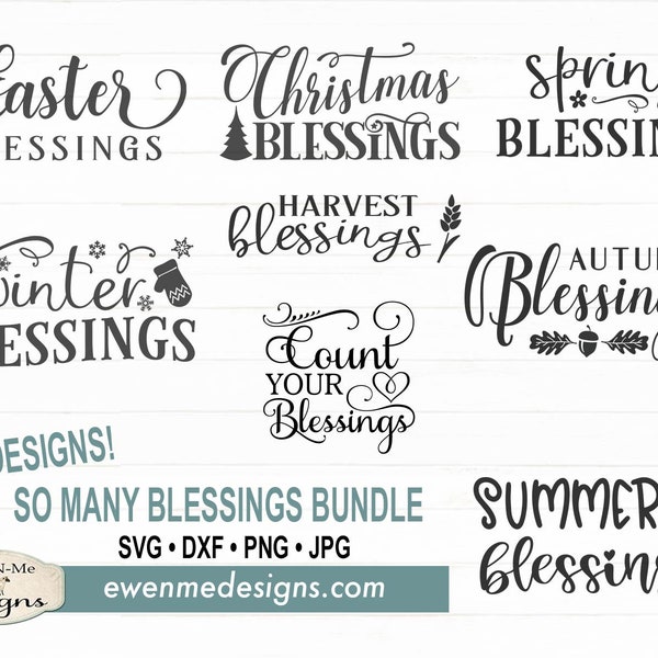 Blessings SVG Bundle - Autumn Blessings SVG - Christmas Blessings SVG -  Commercial Use svg, dxf, png, jpg