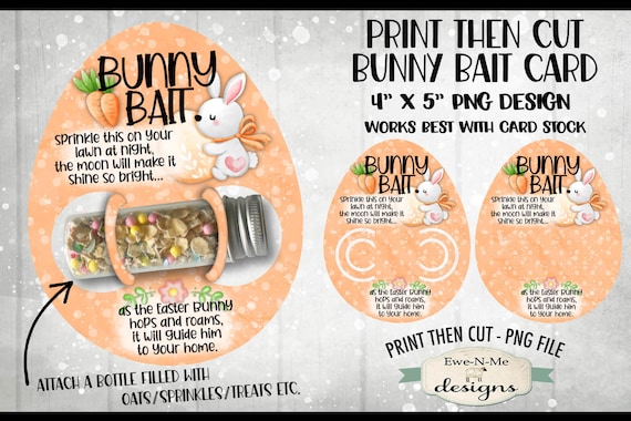 Bunny Bait Print Then Cut Egg Shaped Card PNG | Orange Egg Shaped Bunny Bait Print and Cut Card