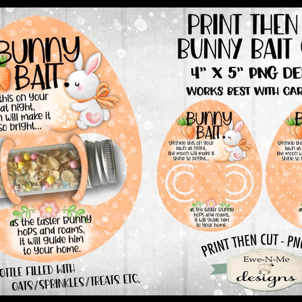 Bunny Bait Print Then Cut Egg Shaped Card PNG | Orange Egg Shaped Bunny Bait Print and Cut Card