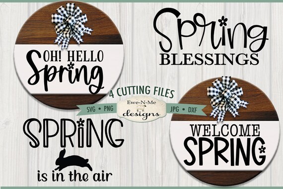 Spring SVG Mini Bundle for Round Signs | Spring Blessings svg | Oh Hello Spring svg | Welcome Spring svg | Spring Is In The Air svg