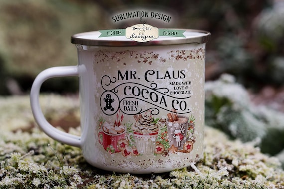 Mr Claus Cocoa Mug Sublimation Design  | Christmas Mug | Printable 11 oz. and 15 oz. Mug Sublimation Wrap PNG