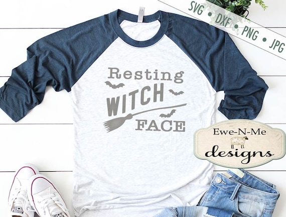 Resting Witch Face SVG - Halloween SVG - witch svg  - witch broom SVG