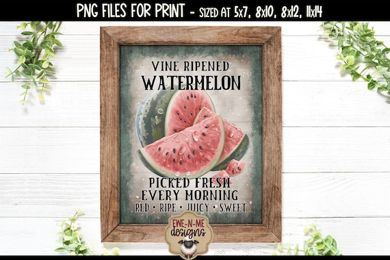 Vine Ripened Watermelon Sublimation Design | Vintage Watermelon Printable  | Old Fashioned Farm Stand Printable PNG Design