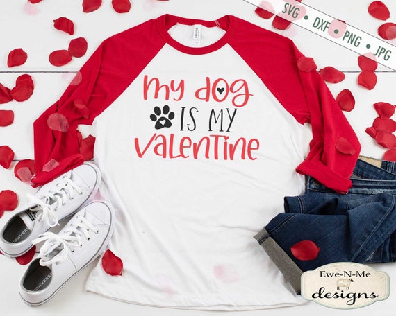 Valentine SVG - Dog Valentine SVG - Heart SVG - Paw Print svg - Dog Lover svg - for cricut silhouette -  Commercial Use svg, dxf, png, jpg