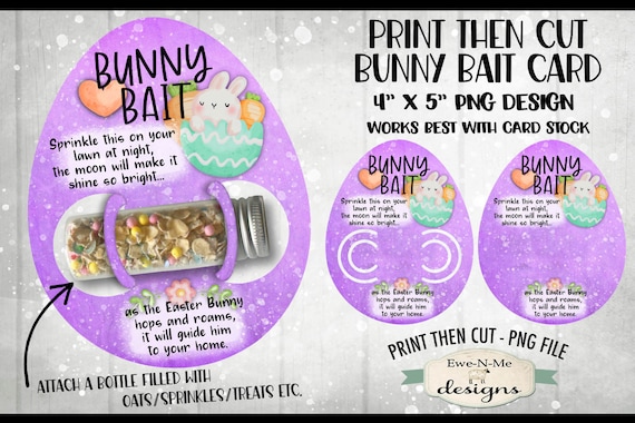 Bunny Bait Print Then Cut Egg Shaped Card PNG | Purple Egg Shaped Bunny Bait Print and Cut Card