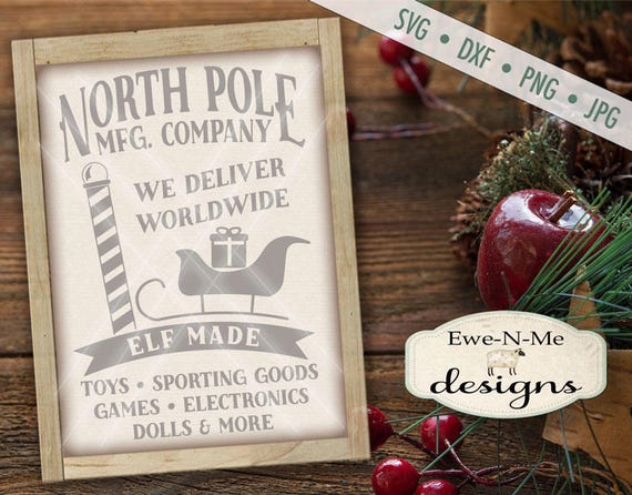 Christmas SVG Cut File - Santa Sleigh svg - North Pole SVG - Winter svg - Commercial Use svg cut file - Elf svg -  svg, dxf, png and jpg