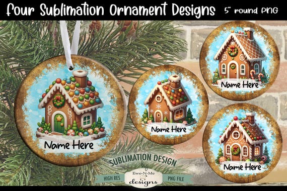 Cute Gingerbread House Ornament Designs PNG Files | Gingerbread Ornament Designs | Christmas Gingerbread Ornament Designs