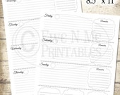 Letter Size Planner Pages - Printable Planner Pages - Happy Planner Inserts - Weekly Planner Printable - Undated Weekly Planner - Horizontal