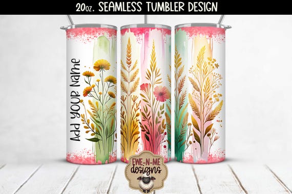 20 oz Floral Brushstrokes PINK Sublimation Tumbler Design | Seamless Design 20 oz Tumbler | Spring Mothers Day Tumbler Design