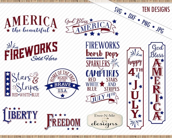 Patriotic svg bundle - july 4th svg bundle - America svg - porch sign svg - fireworks svg  - Commercial use svg, dxf, png, jpg