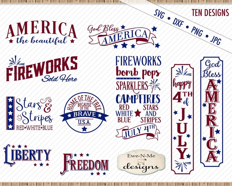 Patriotic svg bundle july 4th svg bundle America svg porch sign svg fireworks svg Commercial use svg, dxf, png, jpg image 1