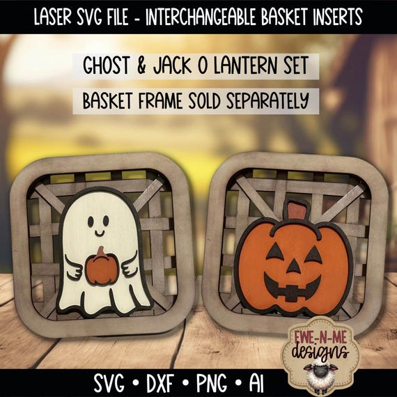 Interchangeable Tobacco Basket Inserts SVG - Halloween Ghost Jack O Lantern Set - Fall Decor - Laser Cut File - Fits Basket Frame - SVG File