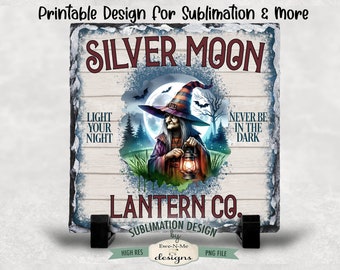 Hexe Silber Mond Laterne Co Sublimation Design | Vintage Hexe Printable | Altmodische Hexe Printable Sublimationsdesign | PNG und JPG