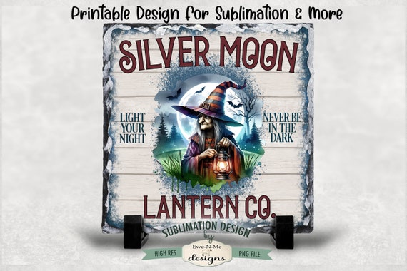 Witch Silver Moon Lantern Co Sublimation Design | Vintage Witch Printable  | Old Fashioned Witch Printable Sublimation Design | PNG and JPG