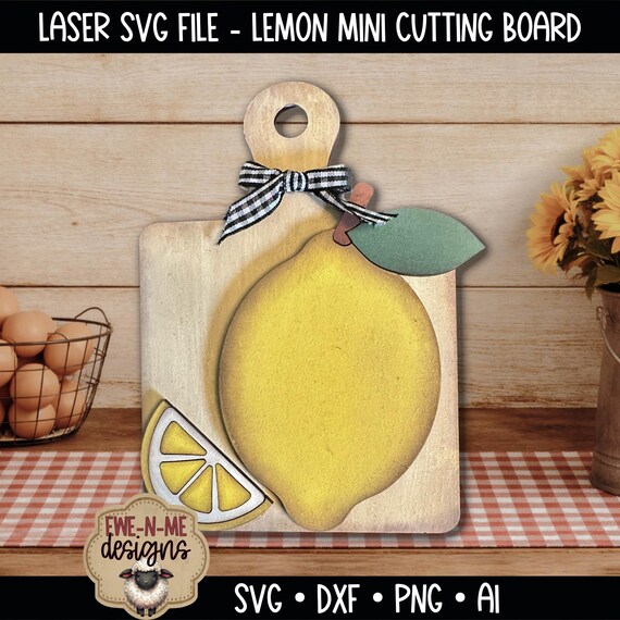 Lemon Mini Cutting Board Sign SVG - Summer Laser Cut File - Shelf Sitter - Layered Wood Craft Pattern - Digital Download