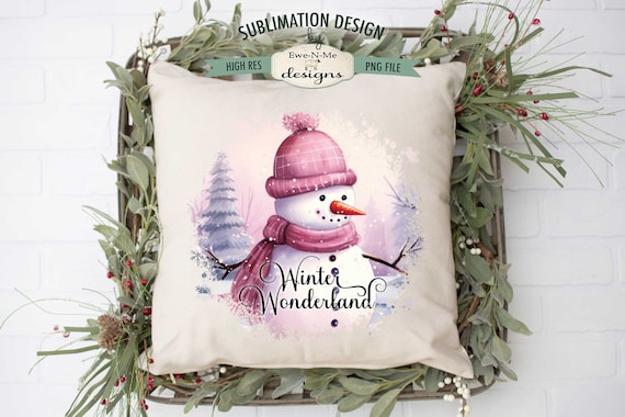 Winter Wonderland Pink Snowman Sublimation Design | Pink Winter Snowman | Pink Christmas Sublimation Design