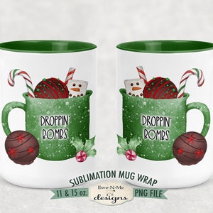 Cocoa Bomb Mug Design - Droppin Bombs Sublimation Mug Design  - 11 oz and 15 oz Sublimation Mug Designs