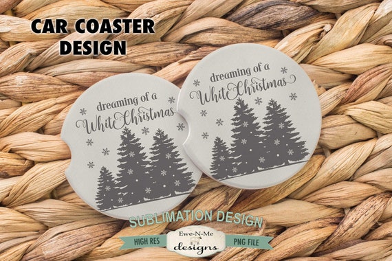 White Christmas Sublimation Design  | Rustic Christmas | Printable 5.5 Inch Round Coaster Design