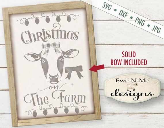 Christmas Cow SVG - Farm svg - Cow svg - Farm SVG - Christmas on the Farm SVG - Christmas Cow 1 - Christmas lights svg  - Commercial Use