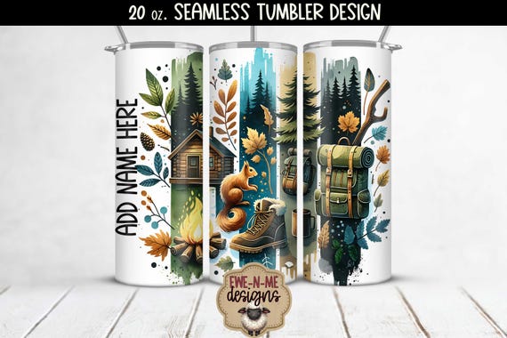 20 oz Brushstrokes Camping Outdoor Sublimation Tumbler Design | Seamless Design 20 oz Tumbler | Fathers Day PNG Tumbler Design