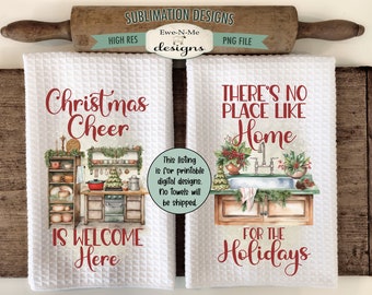 Old Fashioned Christmas Kitchen Towel Sublimation Design -  Kitchen Towel Christmas Kitchen Sublimation Designs - Christmas Kitchen Designs