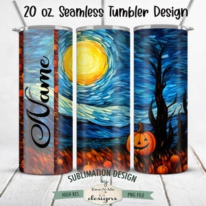 Seamless Stained Glass Pumpkin Field | Stained Glass Halloween  20 oz Tumbler Sublimation Design