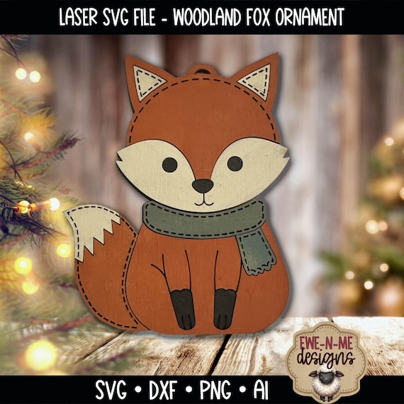 Woodland Fox Ornament SVG - Fox Christmas Ornament - Layered Wood Ornament SVG - Woodland Animal Laser File - Fox Decor - Digital Download