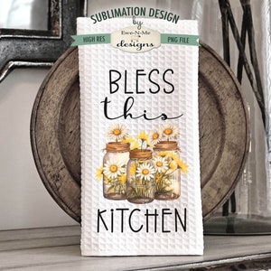 Country Daisies Kitchen Towel Sublimation Bundle Kitchen Towel Sublimation Designs Country Daisy Kitchen Designs image 2