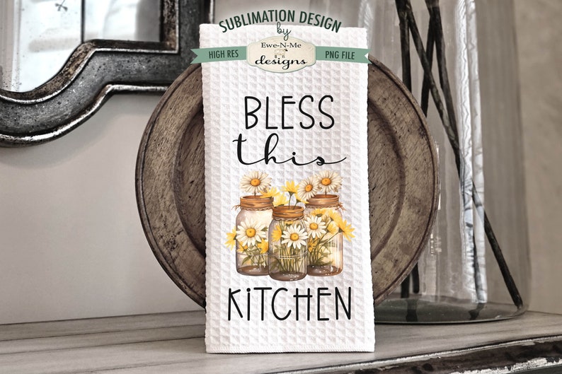 Country Daisies Kitchen Towel Sublimation Bundle Kitchen Towel Sublimation Designs Country Daisy Kitchen Designs image 2