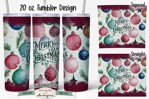 Vintage Style Merry Christmas Tumbler Sublimation Design - Sublimation Download for  20 oz. Tumbler Straight and Tapered