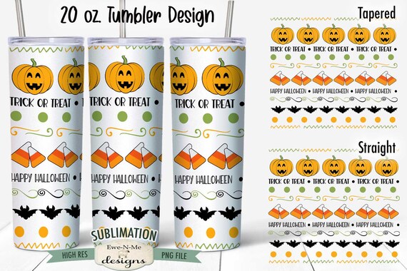 Trick or Treat Halloween Sublimation Tumbler Design - Jack-O-Lantern Candy Corn  - Sublimation for  20 oz. Tumbler Straight and Tapered