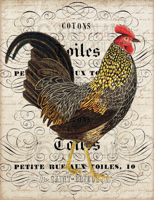 Printable French Country Wall Decor Vintage Rooster - Printable Images
