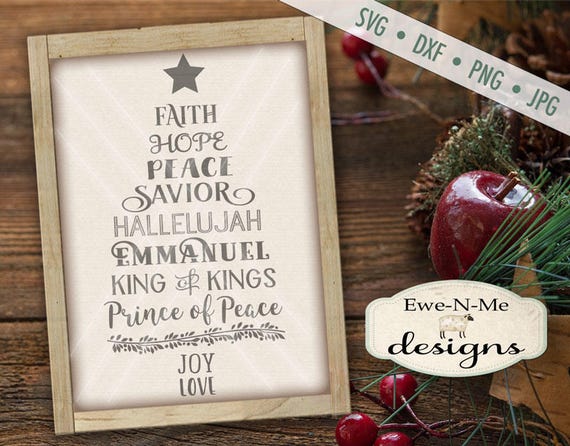 Christmas Tree Words SVG - Christmas Words svg - Tree Shaped SVG - Jesus svg - Christmas SVG - Commercial Use svg, dxf, png, jpg