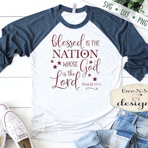 Bendita Nación SVG - Salmo 33:12 svg - versículo de la Biblia svg